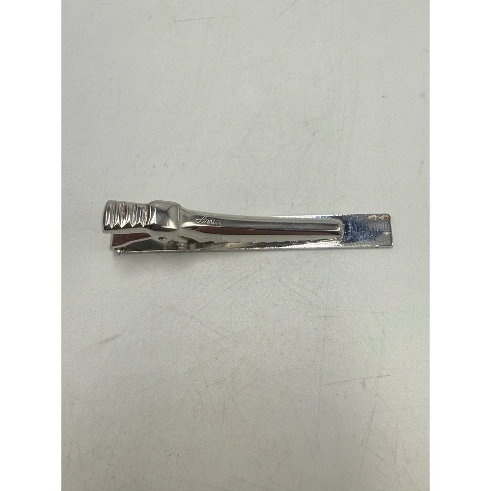 Vintage Anson Silver Tone Textured Bark Pattern Alligator Tie Clip 2 Inch